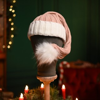 Bonnet long tricot d'elfine de noël