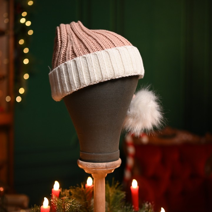 Bonnet long tricot d'elfine de noël