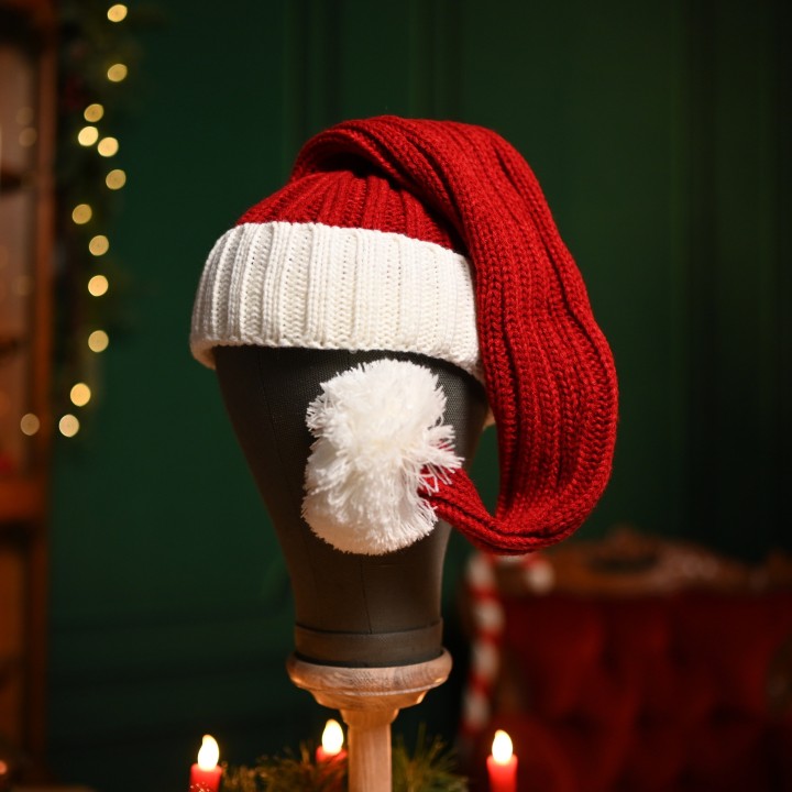 Bonnet long tricot de noël