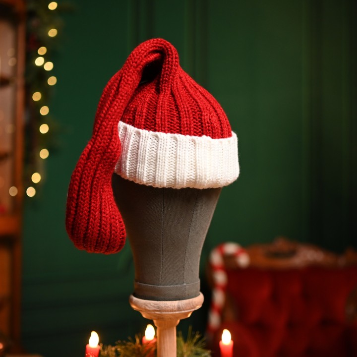 Bonnet long tricot de noël
