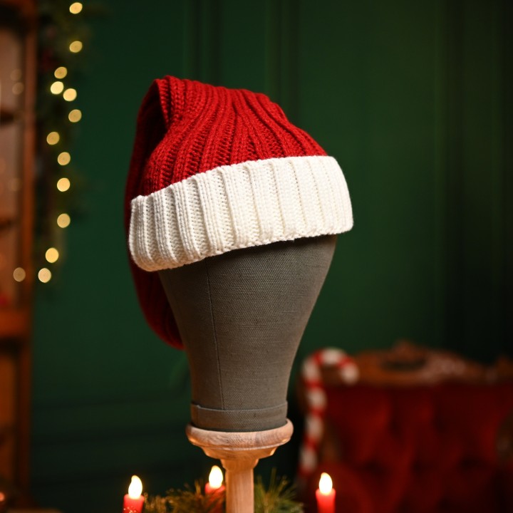 Bonnet long tricot de noël