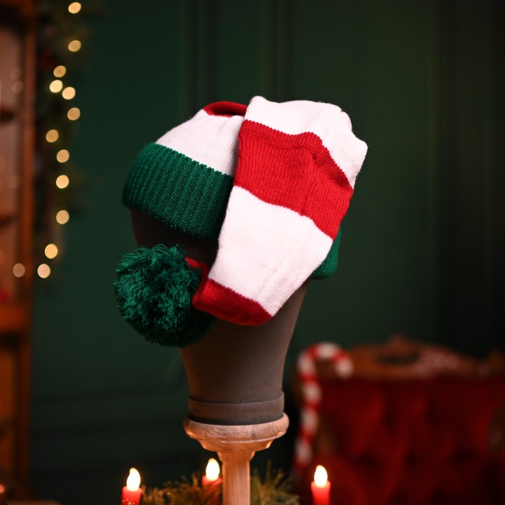 Bonnet long tricot fin de noël