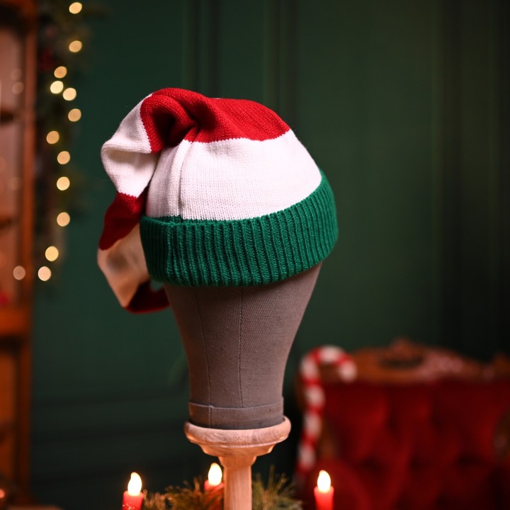 Bonnet long tricot fin de noël
