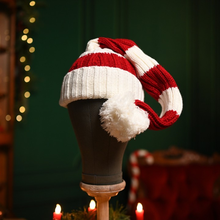 Bonnet long tricot de noël