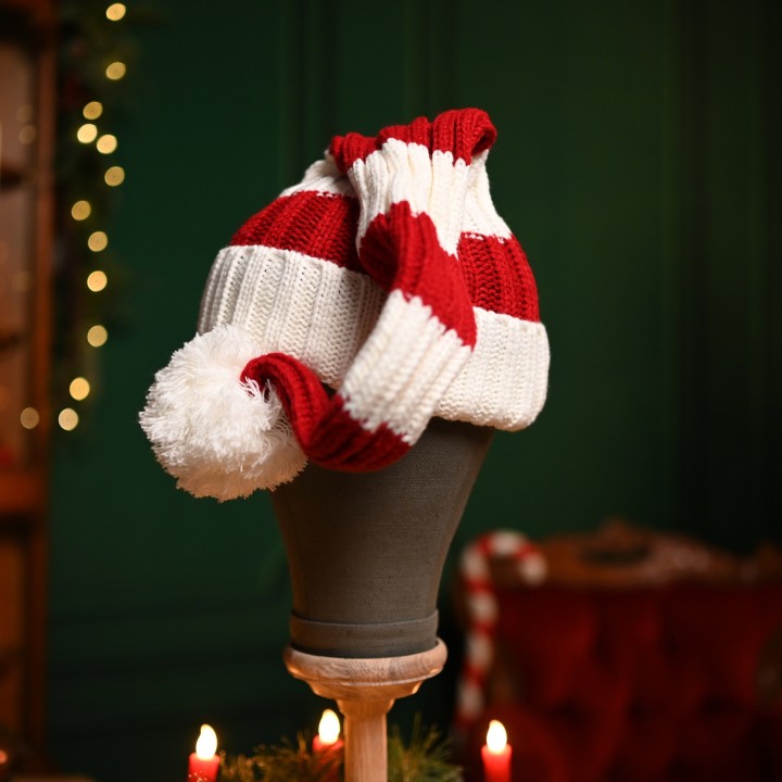 Bonnet long tricot de noël