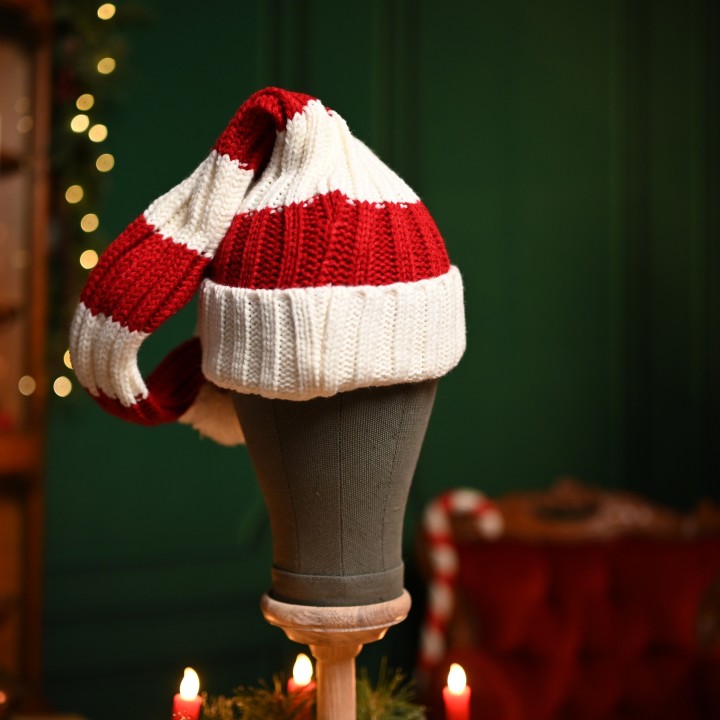 Bonnet long tricot de noël