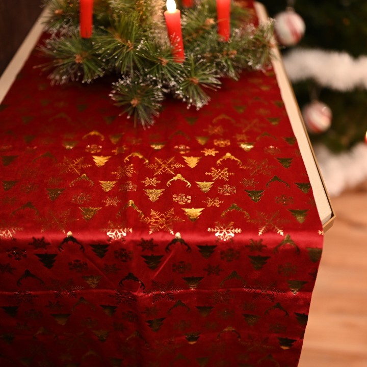 Chemin de table velour de Noël