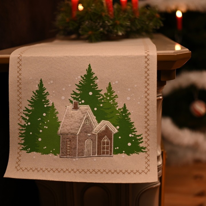 Chemin de table village de Noël