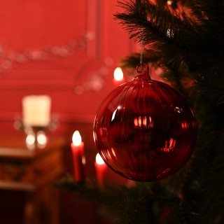 Boule de Noël strie rouge 140 mm